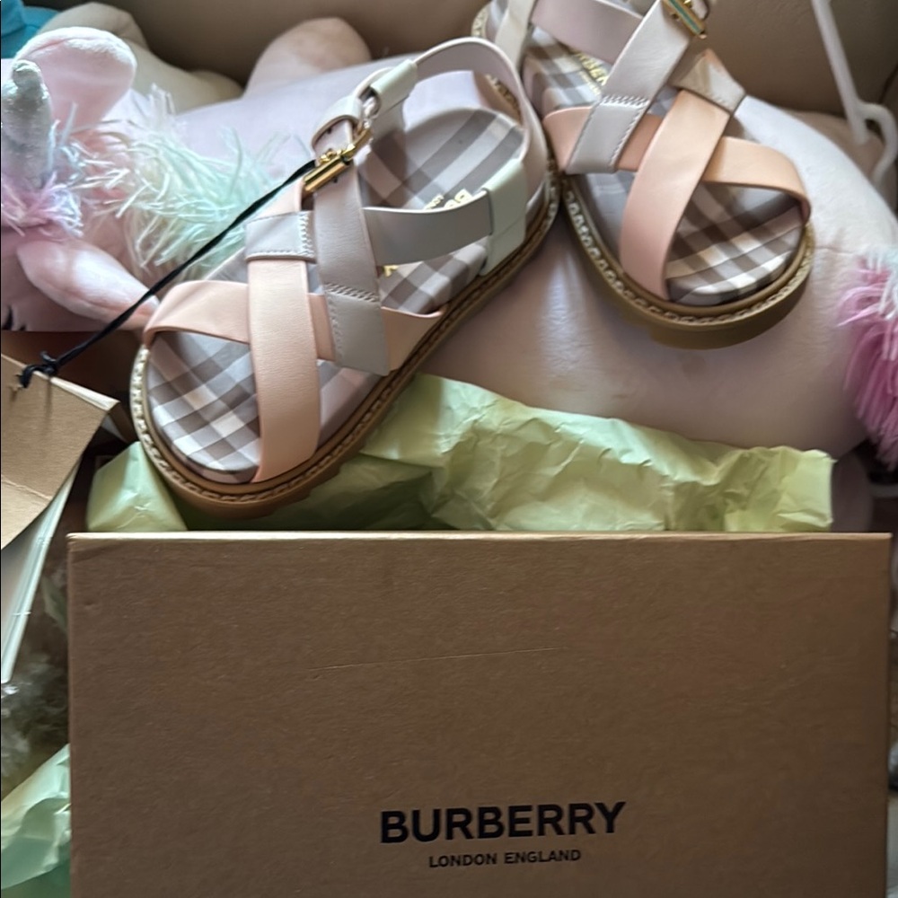 Burberry Pink and White Sandals for Effortless Style